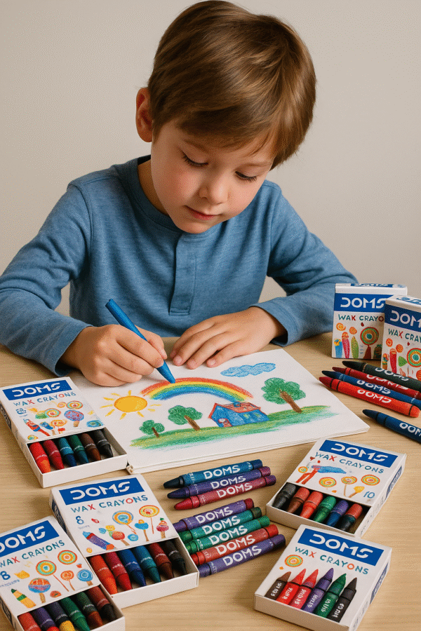 DOMS Wax Crayons – Vibrant, Non-Toxic Colors for Kids' Drawing & Coloring Fun