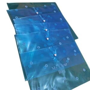 My Clear Bag – Transparent Plastic Document Folder with Button Closure Pack of 6