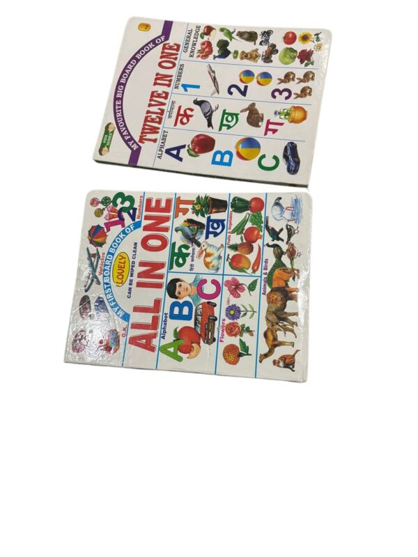 All-in-One & Twelve-in-One Big Board Books for Kids – Early Learning Combo (Hindi & English)